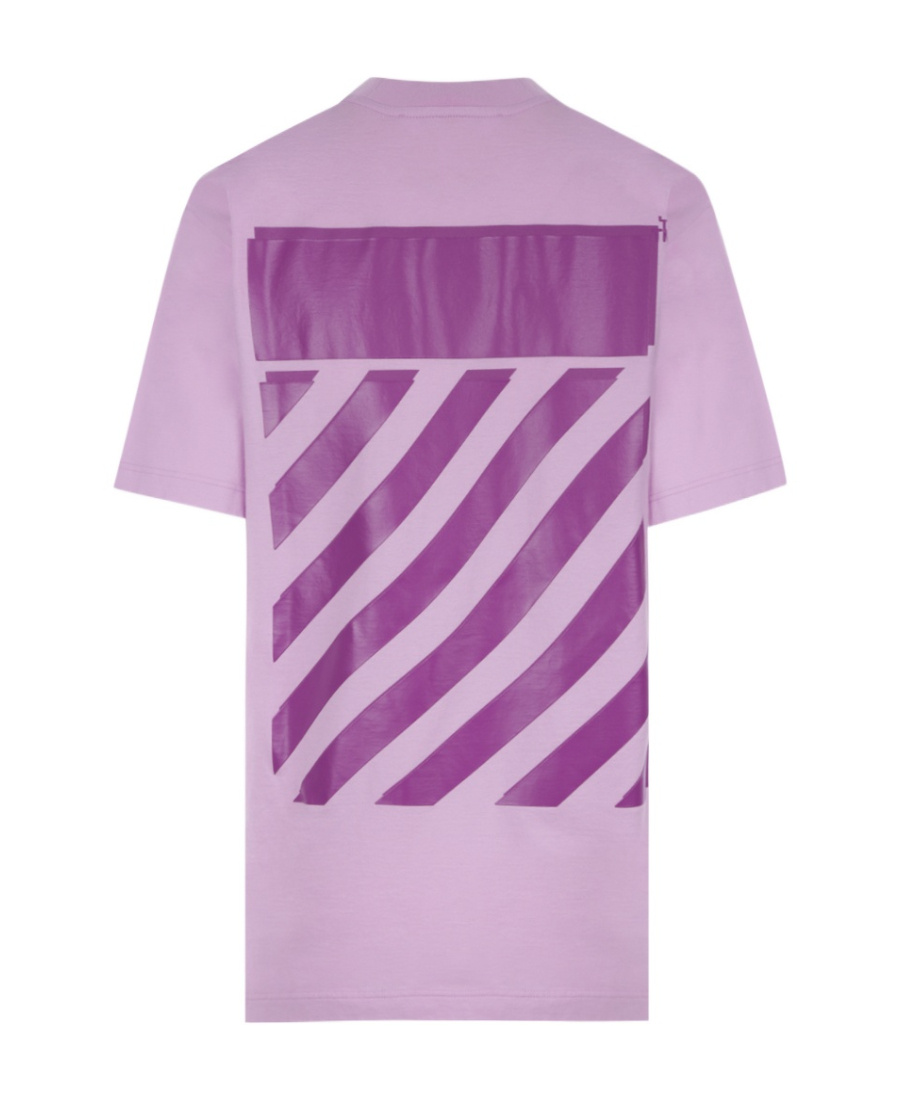 Off-white Diag-print Short-sleeved T-shirt In Purple