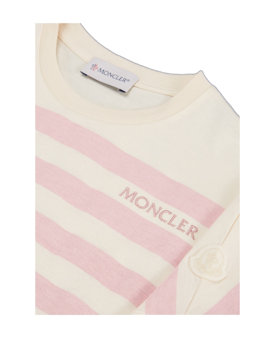 Moncler Embroidered-logo Cotton T-shirt In Nude