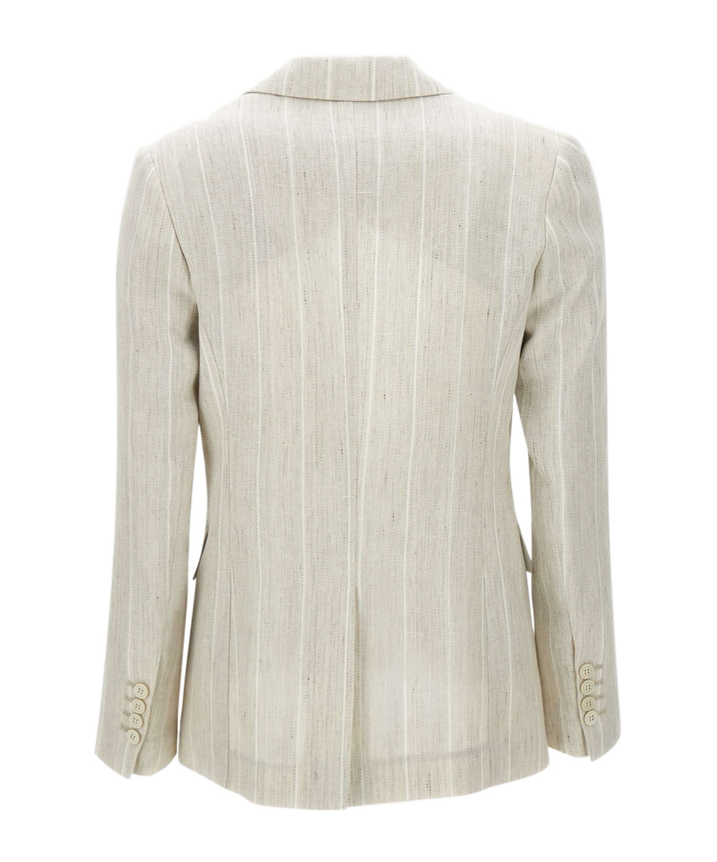 Eleventy Ecru Wool Linen Blazer With Stripes In White