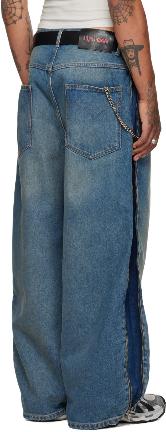 Lu'u Dan Blue Side Zip Jeans In Blue
