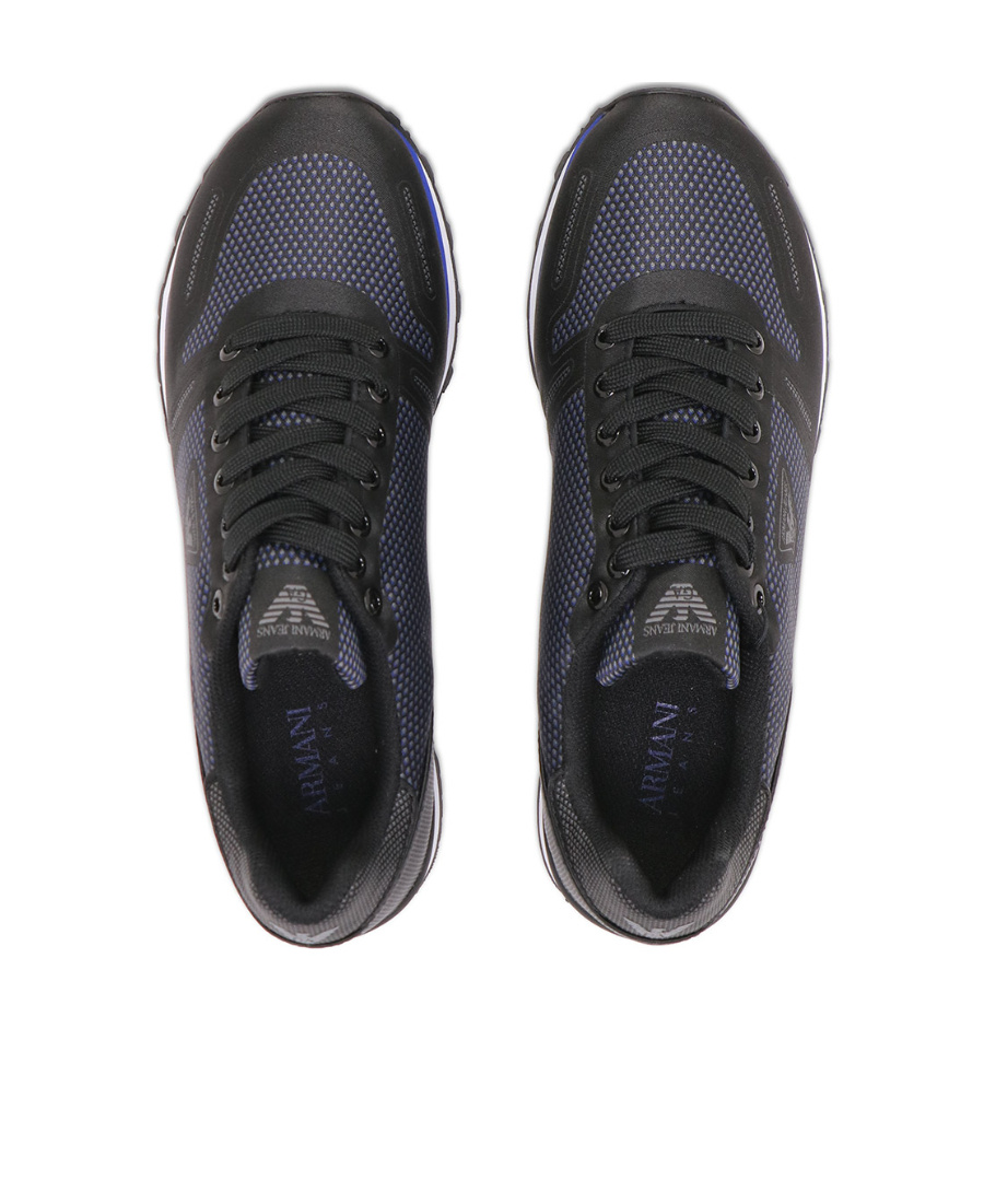 Armani Jeans Stitching Lace-up Casual Sneakers In Black