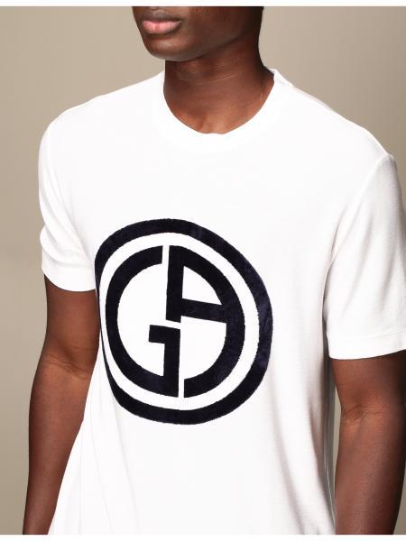 Giorgio Armani Logo Print T-shirt In White