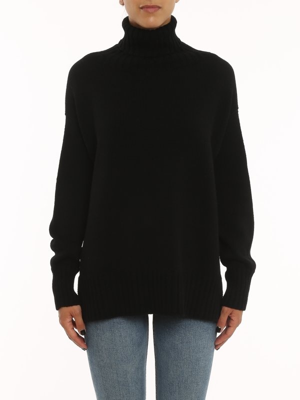 Drumohr Roll-neck Merino Jumper In Black