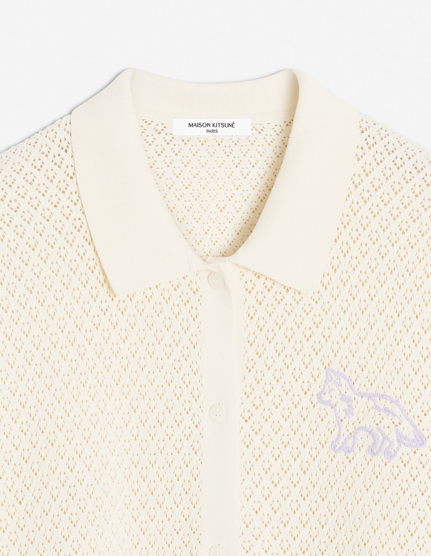 MAISON KITSUNÉ BABY FOX EMBROIDERED POINTELLE CARDIGAN