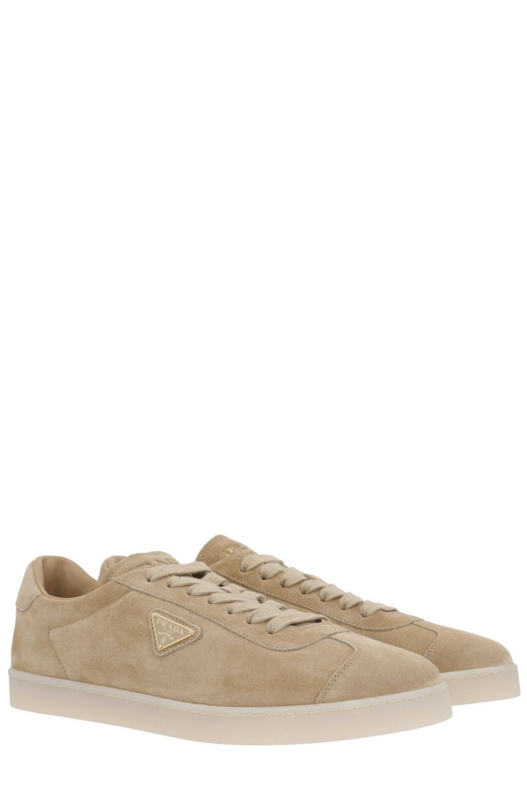 Prada Suede Low-top Sneakers Rubber Sole In Neutral