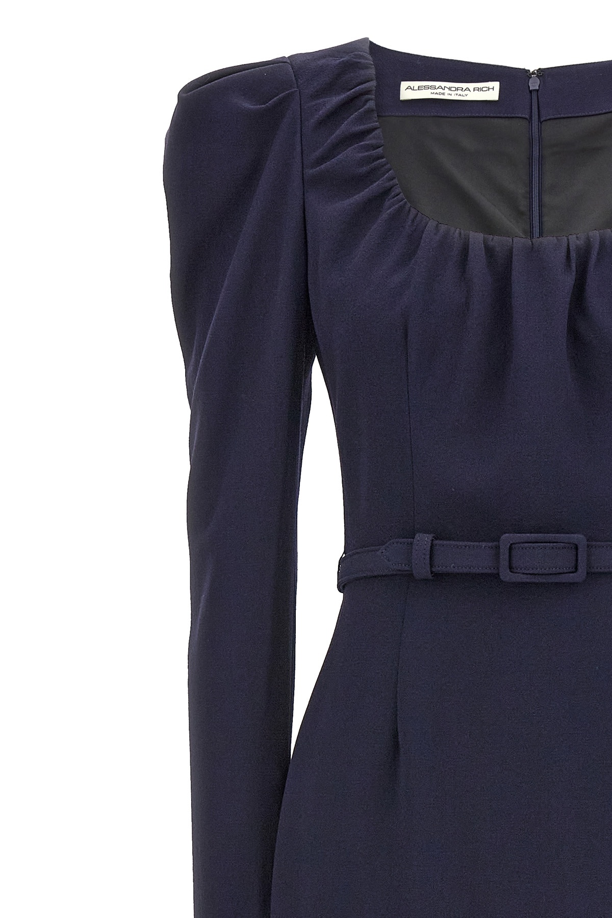 Alessandra Rich Belt Crepe Dress In Black