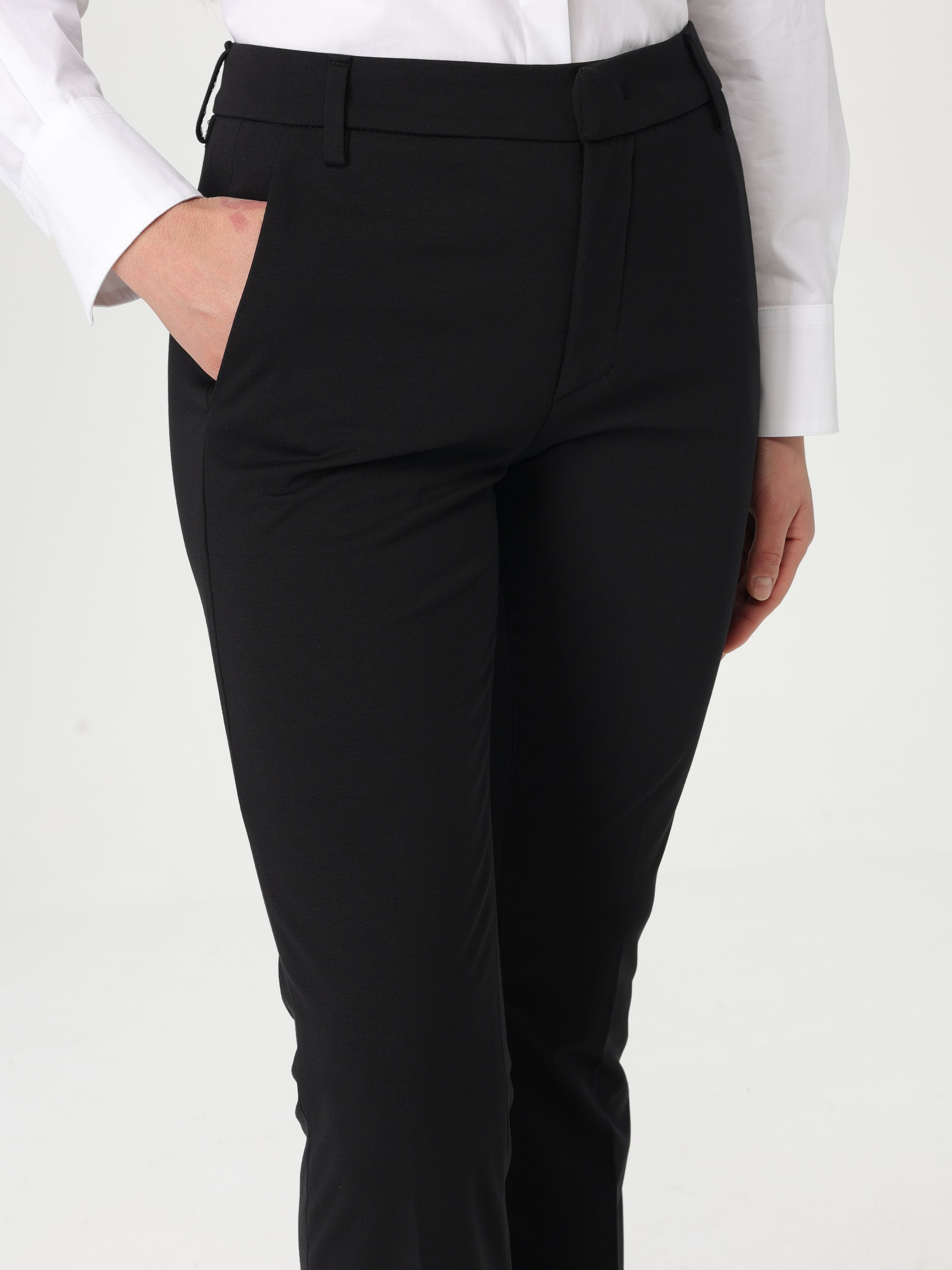 Dondup Pleated Zipper Casual Pants In Black