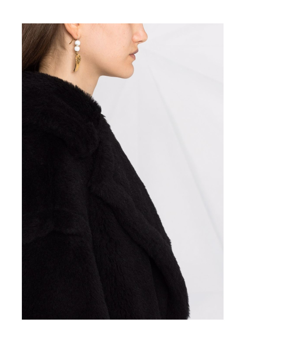 Max Mara Hooded Coat With Belt In Black Wool In Black