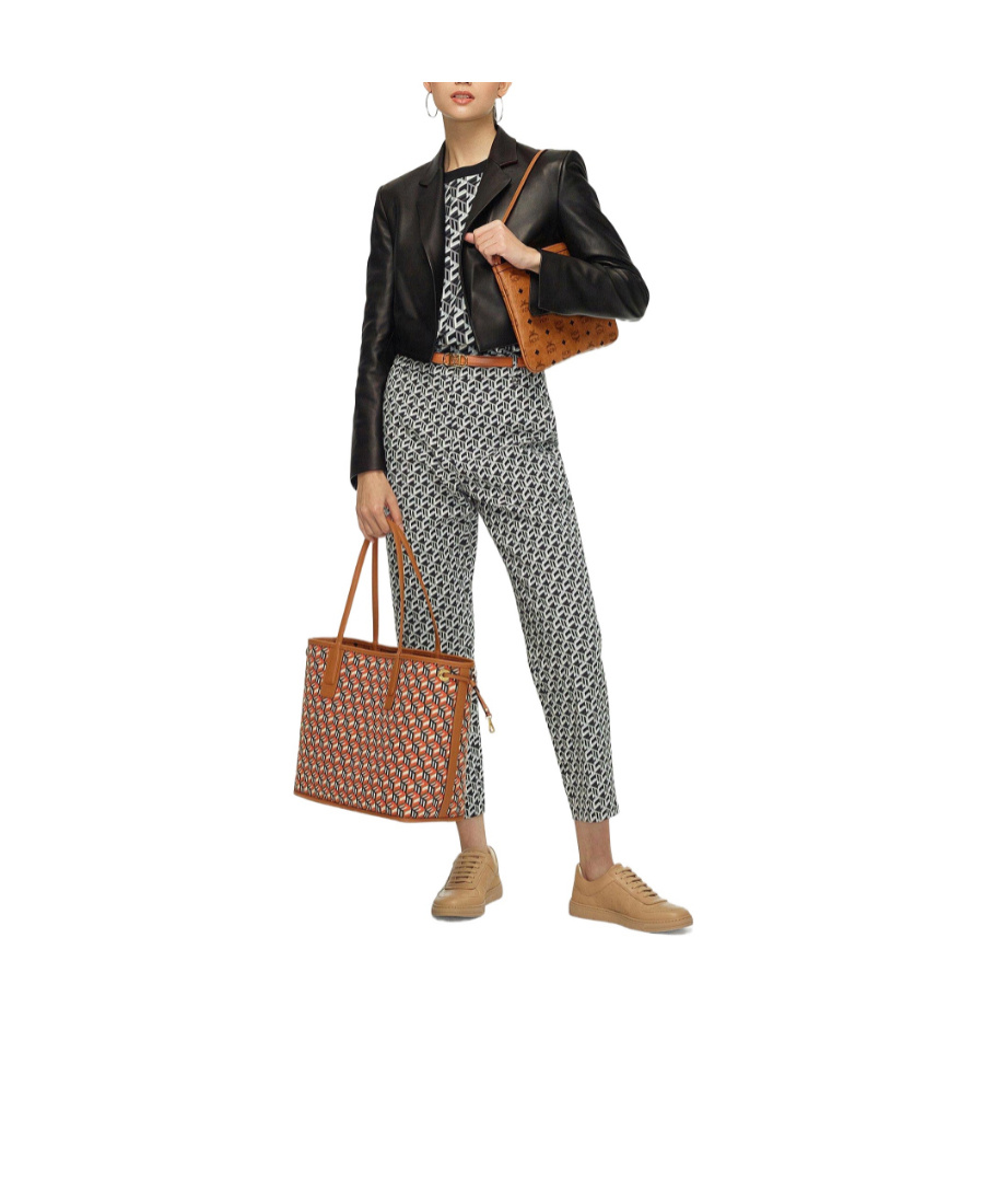 Mcm Liz Small Reversible Visetos Shopper Tote In Brown