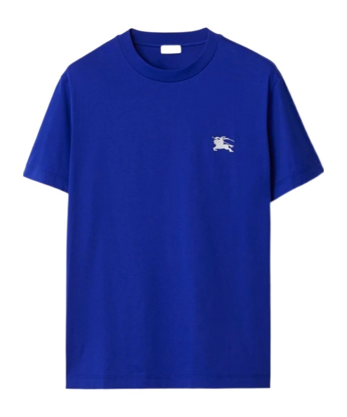 Burberry Edk Embroidered Cotton T-shirt In Blue