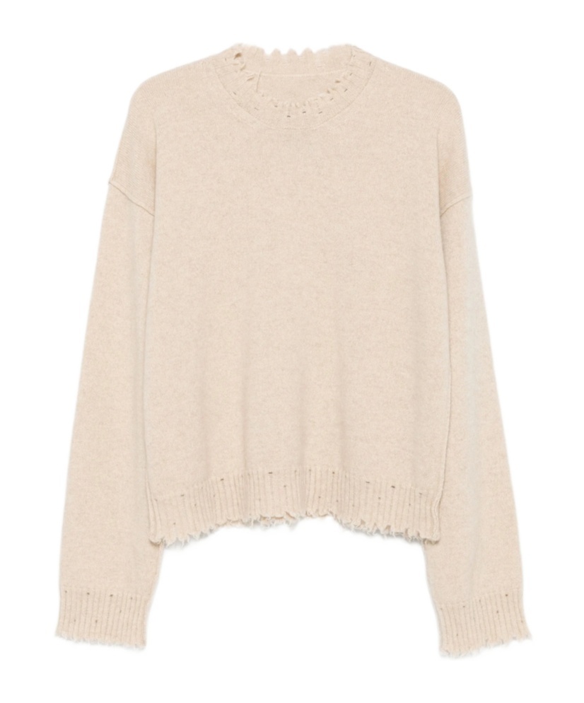 Uma Wang Beige Cashmere Sweater With Distressed Details In Neutral