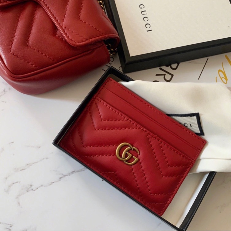 Gucci Gg Marmont Card Case In Red