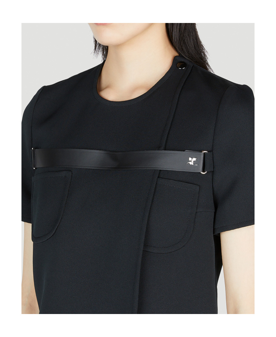 Courrèges Strap Racer Twill T-shirt In Black