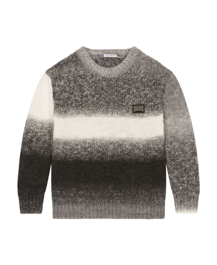DOLCE & GABBANA DOLCE  GABBANA KIDS LOGO TAG ROUND-NECK OMBRÉ KNIT PULLOVER