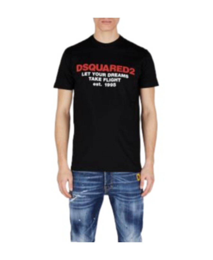 Dsquared2 Crewneck T-shirt With Logo Print In Black