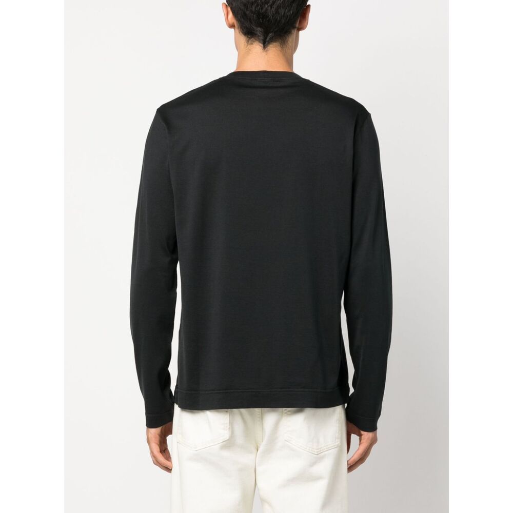 Fedeli Round-neck Long-sleeved T-shirt In Black