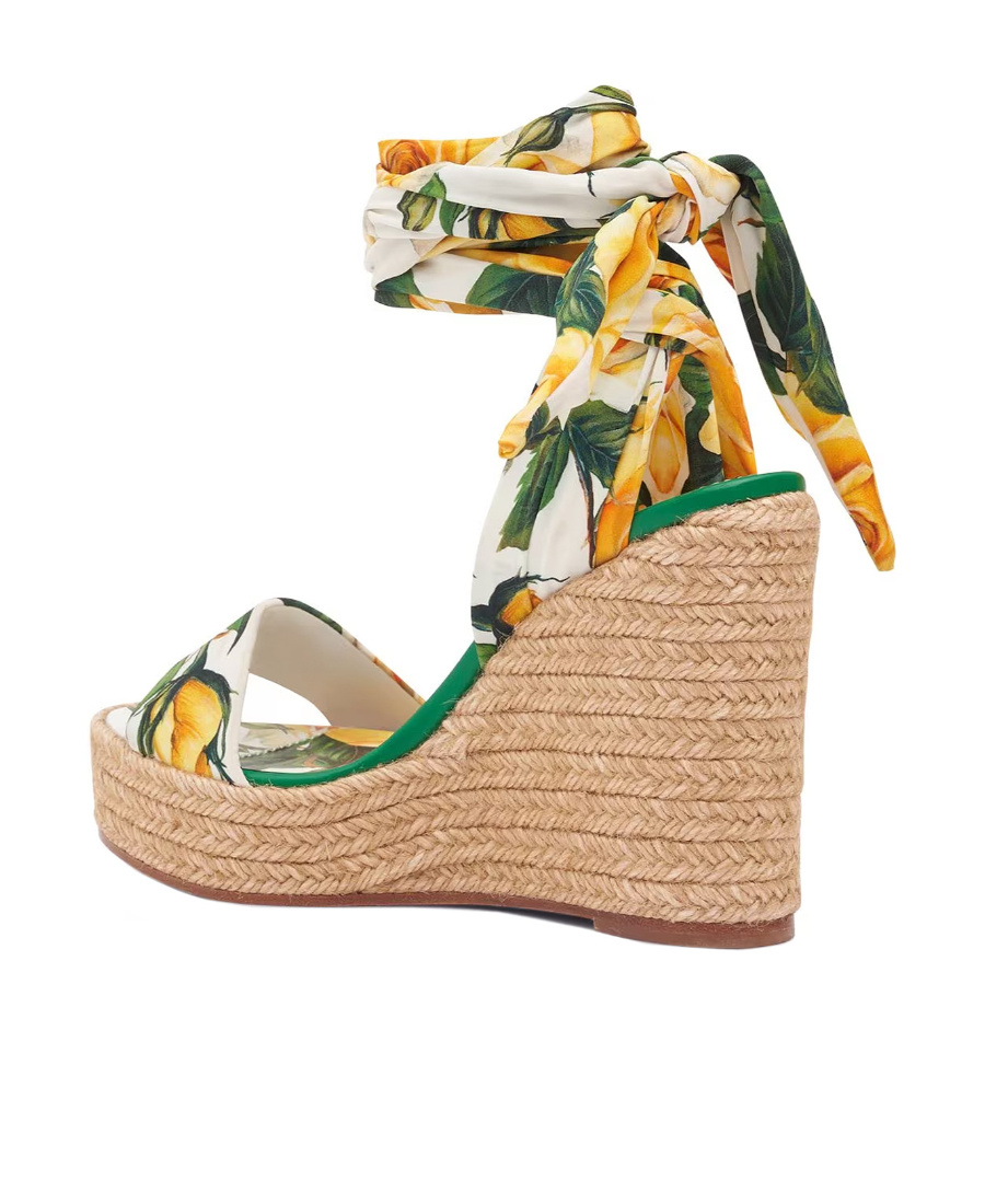 DOLCE & GABBANA DOLCE  GABBANA FLORAL PRINTED ANKLE STRAP SANDALS