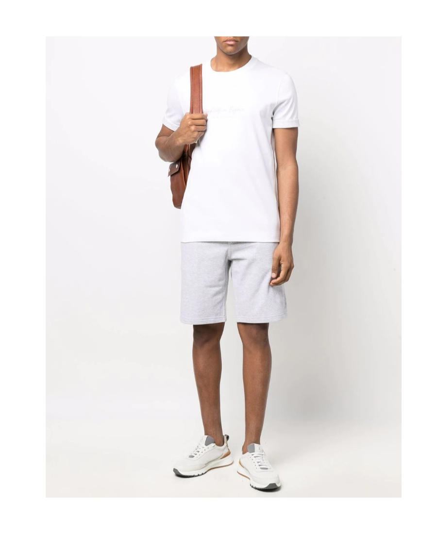 Brunello Cucinelli Bermuda Shorts In Cotton Blend Jersey Texture In White