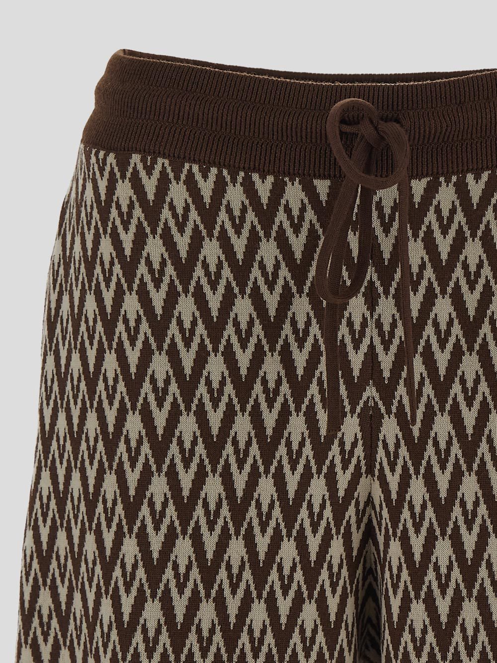 Valentino Chevron-pattern Drawstring Trousers In Brown