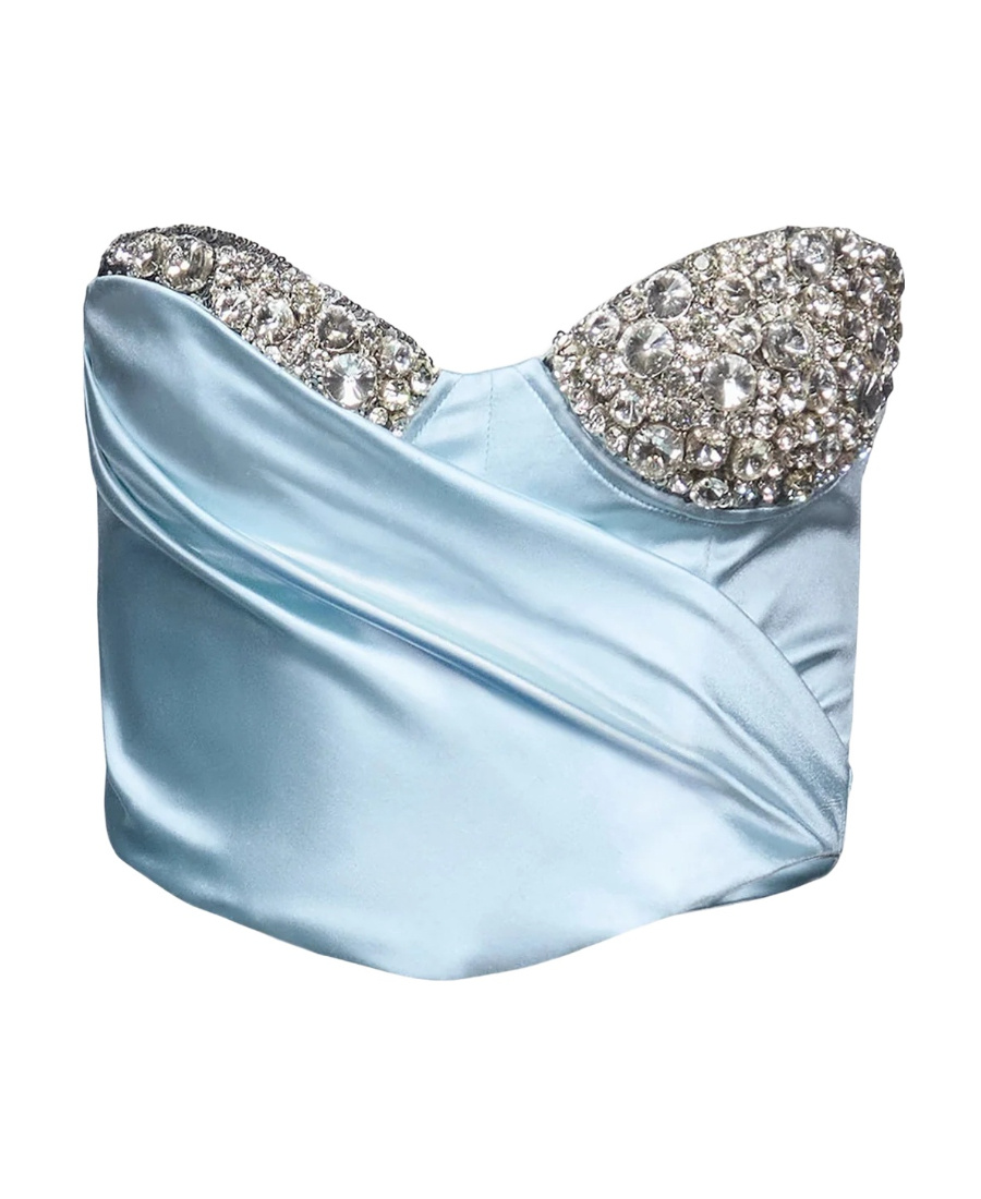 Area Gem-embellished Bustier Top In Blue