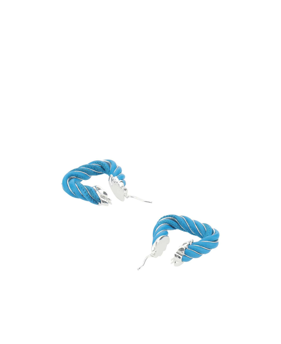 Bottega Veneta Triangular Twist Hoop Earrings In Blue