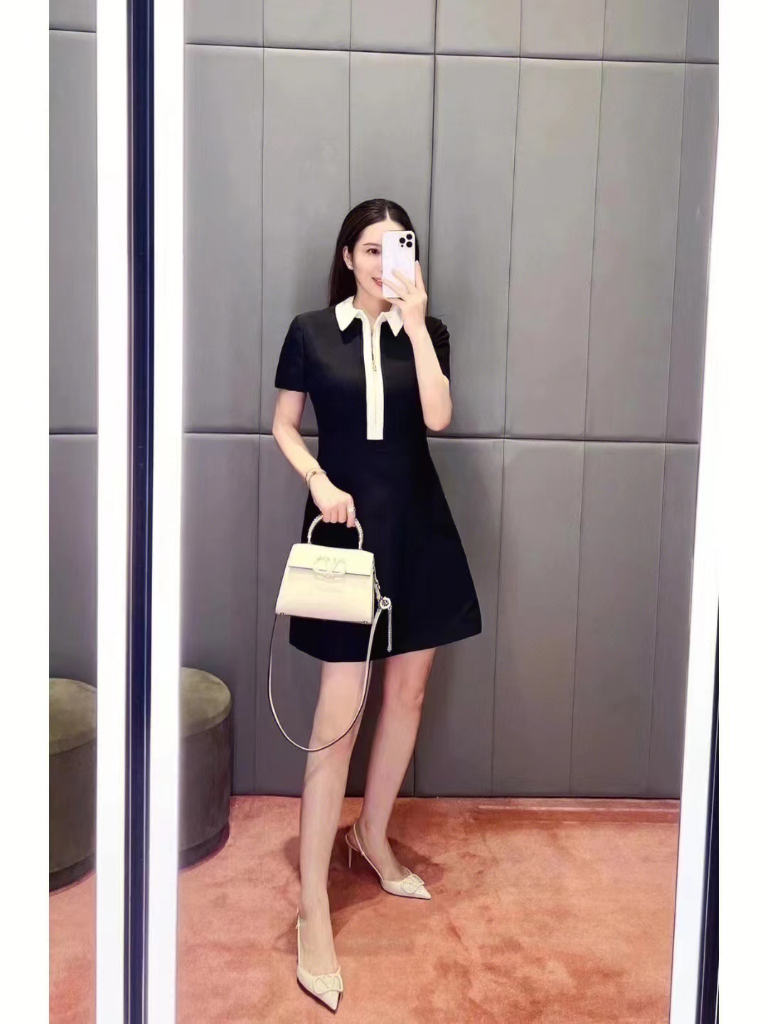 Valentino A Dress With Long Collar And Waist In Black