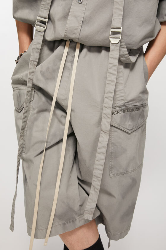 Acne Studios Elastic Belt Work Shorts In Gray