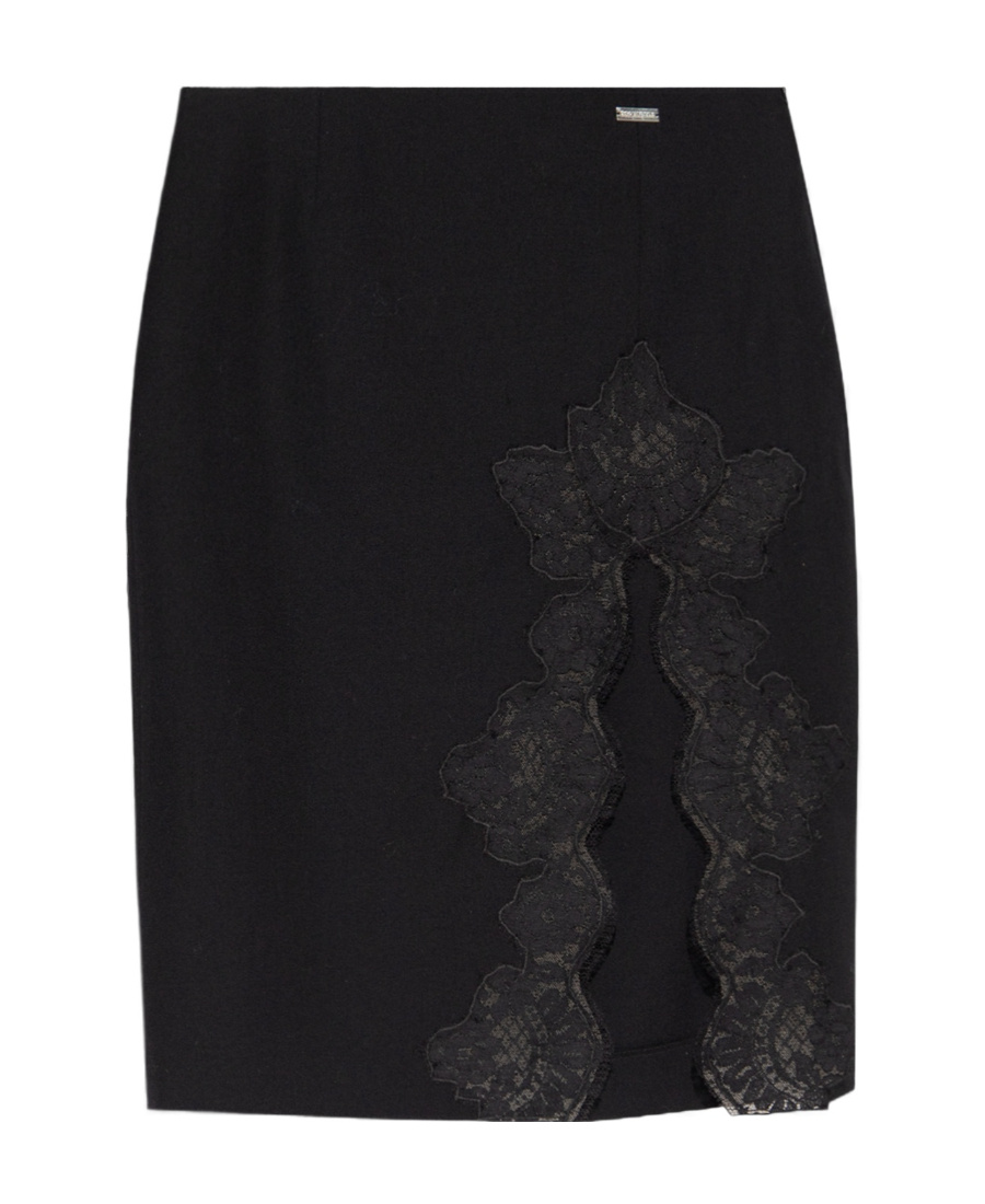 Dsquared2 Lace-detail Virgin Wool Skirt In Black