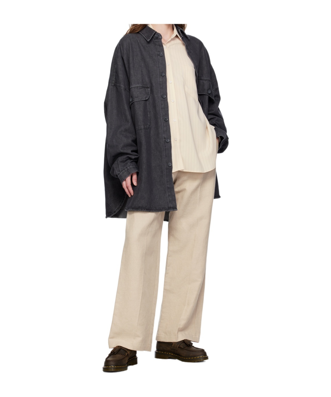 THE FRANKIE SHOP GEORGIA PINSTRIPED LONG-SLEEVE SHIRT