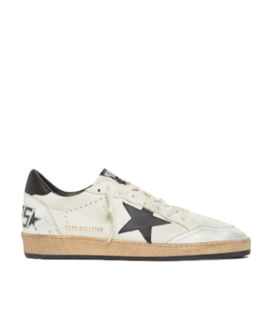 Golden Goose Round Toe Sneakers With Signature Star Patch And Suede Accents In White