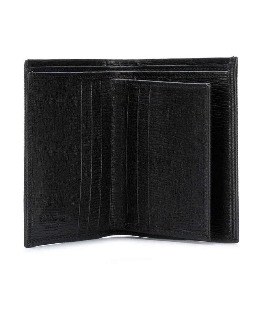 Ferragamo Black Cardholder With Gold-tone Gancini Logo In Calf Leather Man In Nude