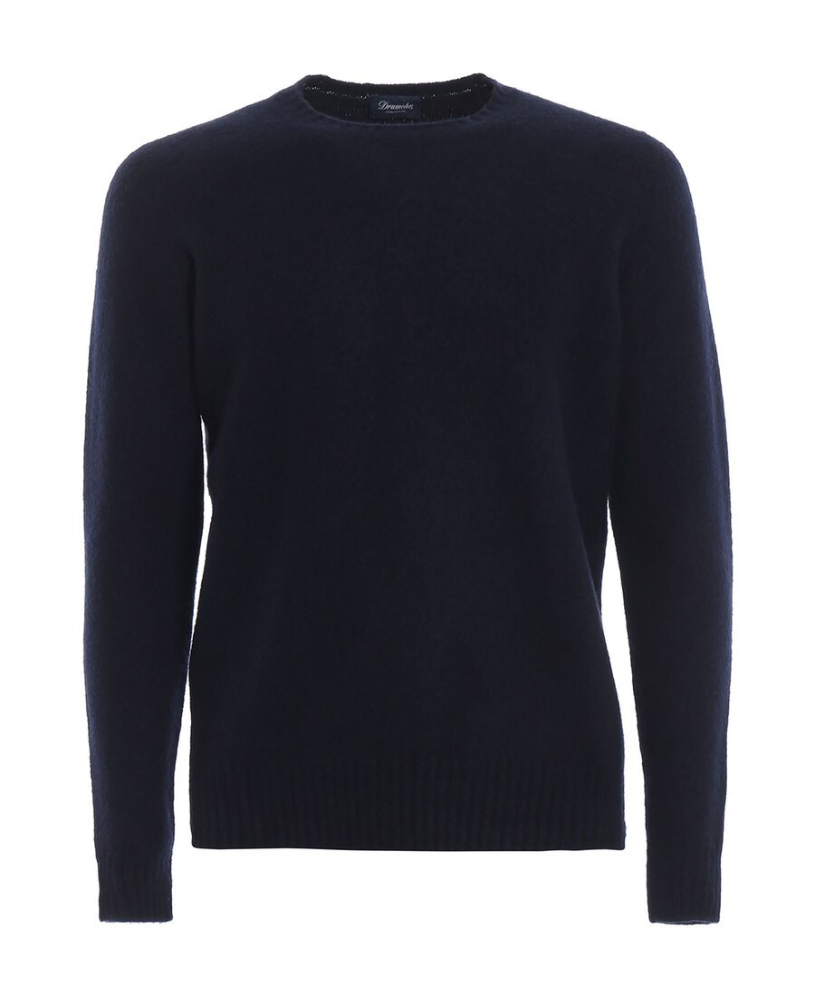 Drumohr Crew Neck Ribbed Detail Jumper In Black