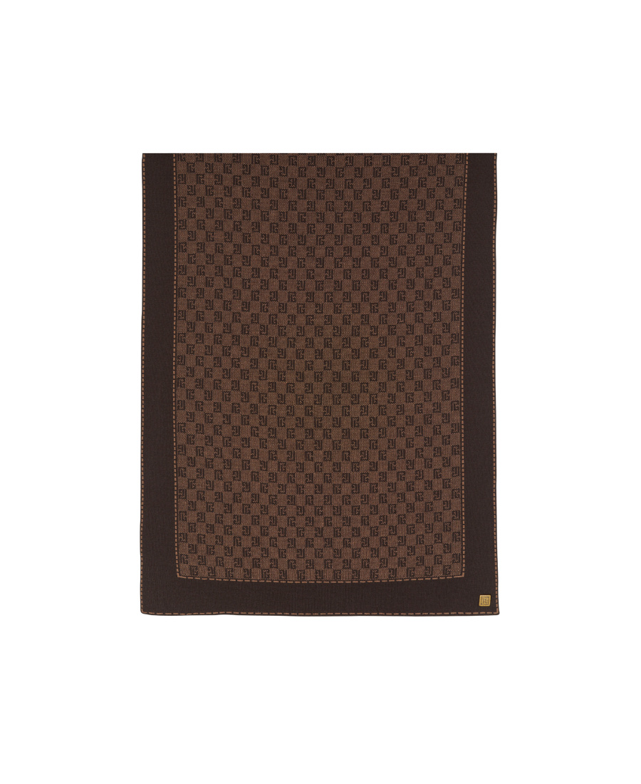 Balmain Monogram-pattern Fine-knit Scarf In Black