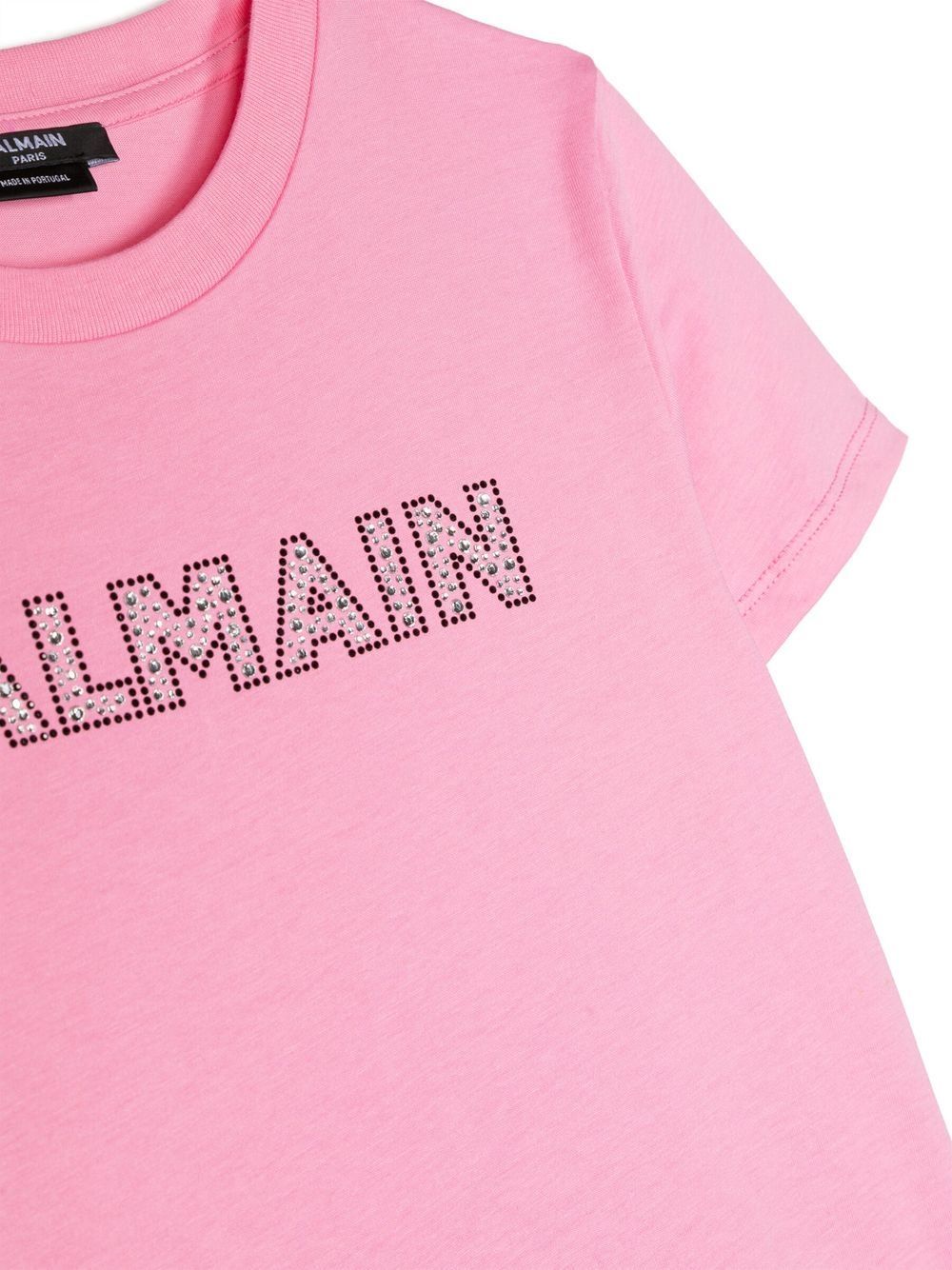 Balmain Stud-embellished Logo Cotton T-shirt In Pink