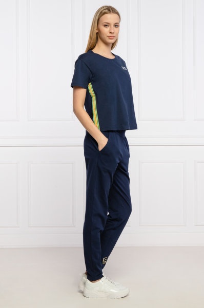 EA7 NAVY BLUE LOGO PRINTED T-SHIRT