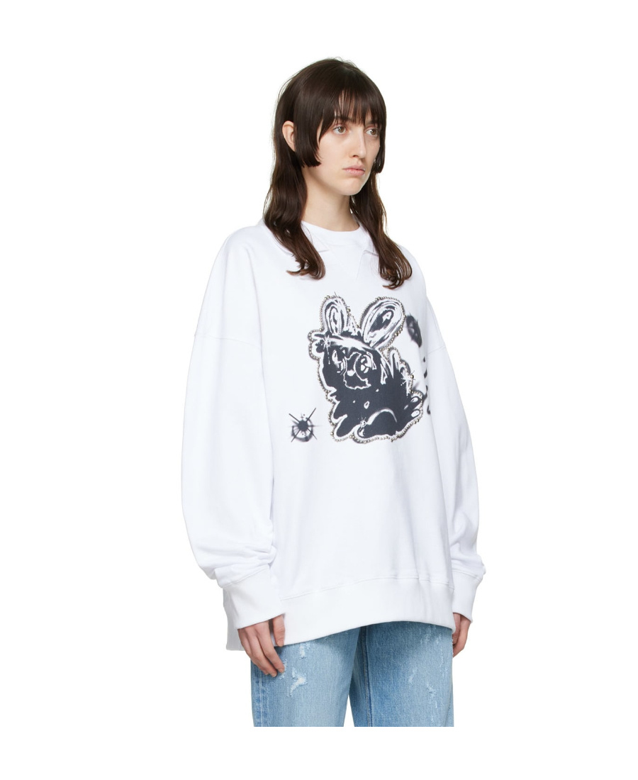 We11 Done Print Sweater In White