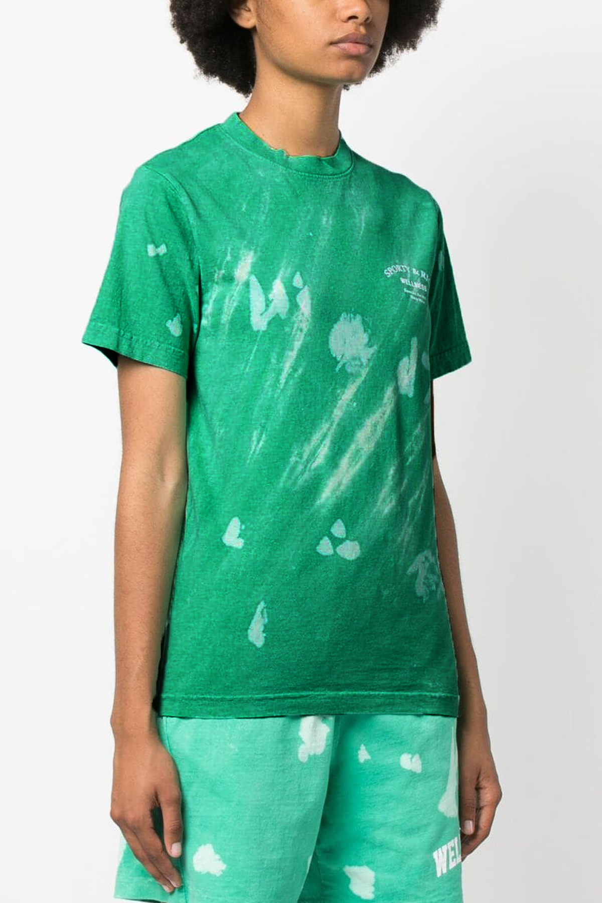 Sporty And Rich Logo-print Abstract-print T-shirt In Green