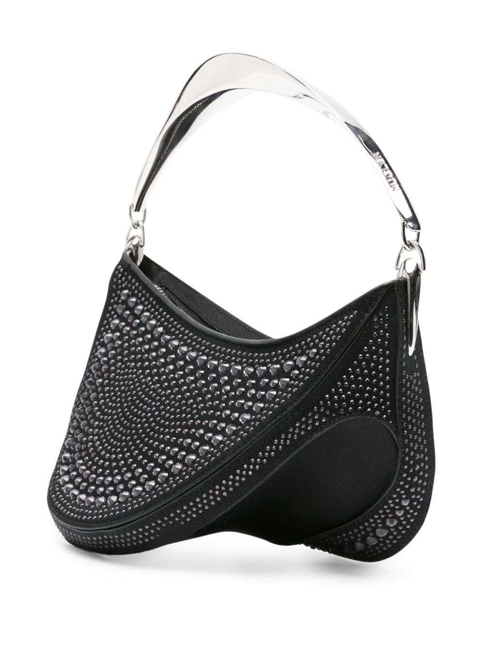 Mugler Medium Spiral Curve 01 Shoulder Bag In Black