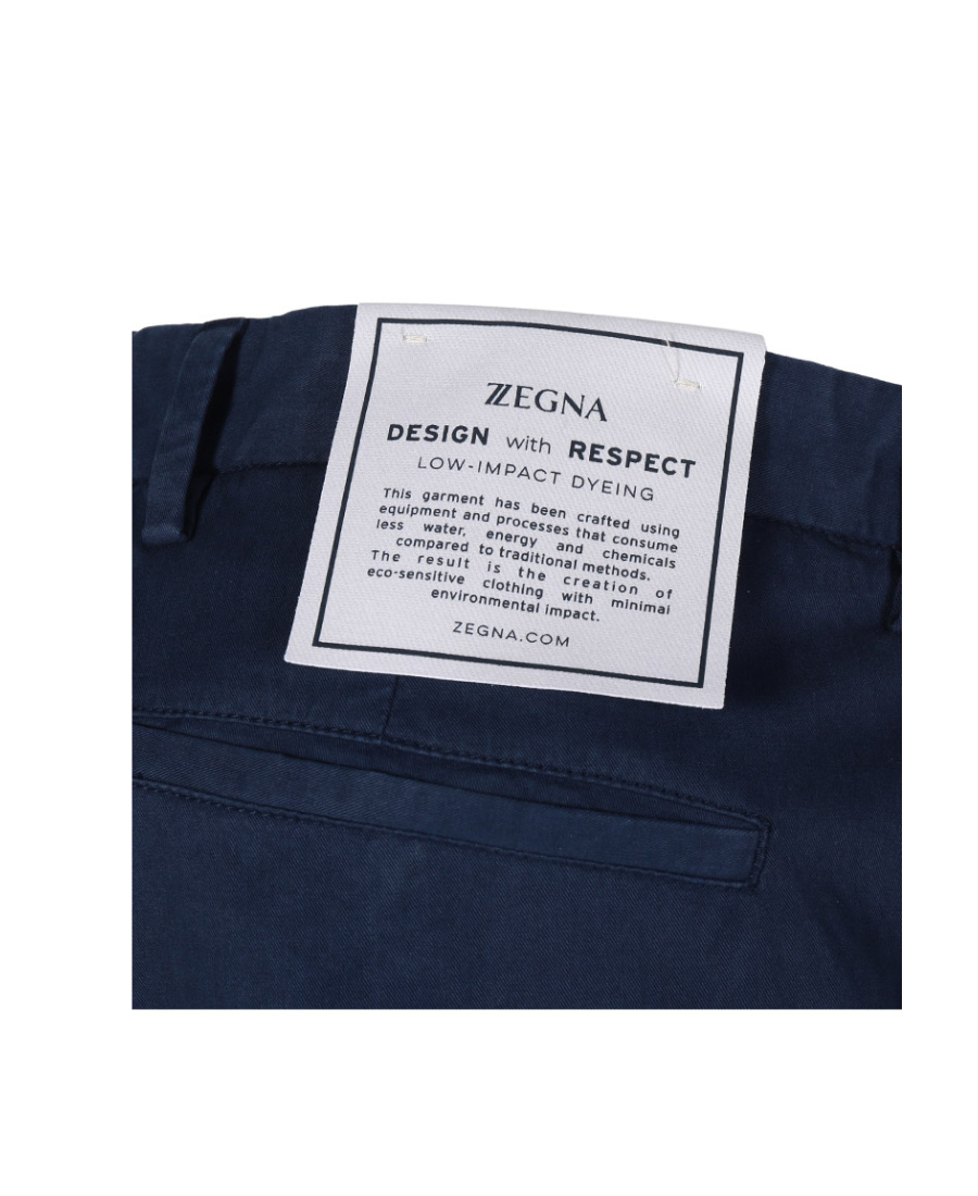 Zegna Pantalone Turn Up Tapered Trousers In Blue