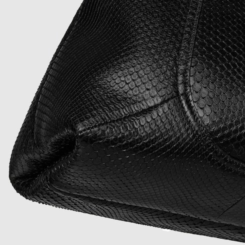 Gucci Softbit Python Maxi Shoulder Bag In Black