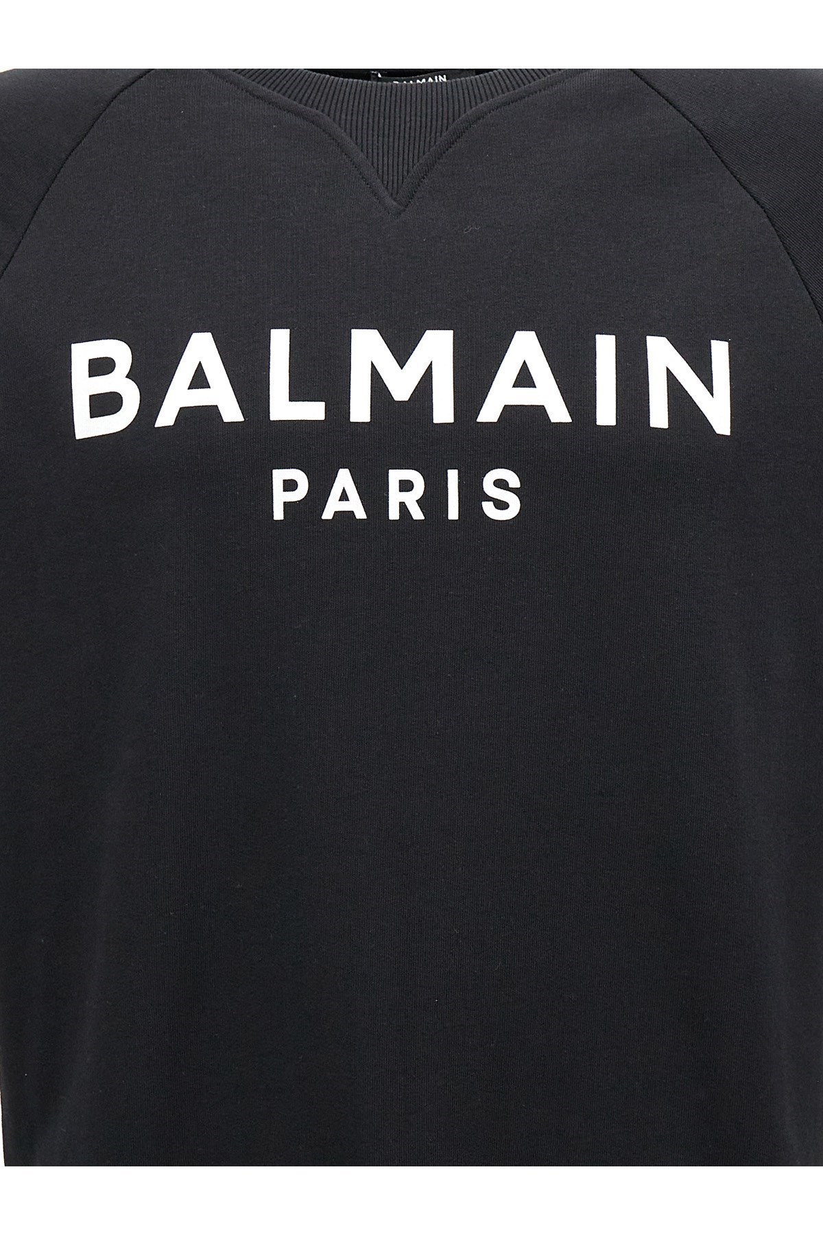 Balmain Logo Printed Cotton Sweatshirt In Black