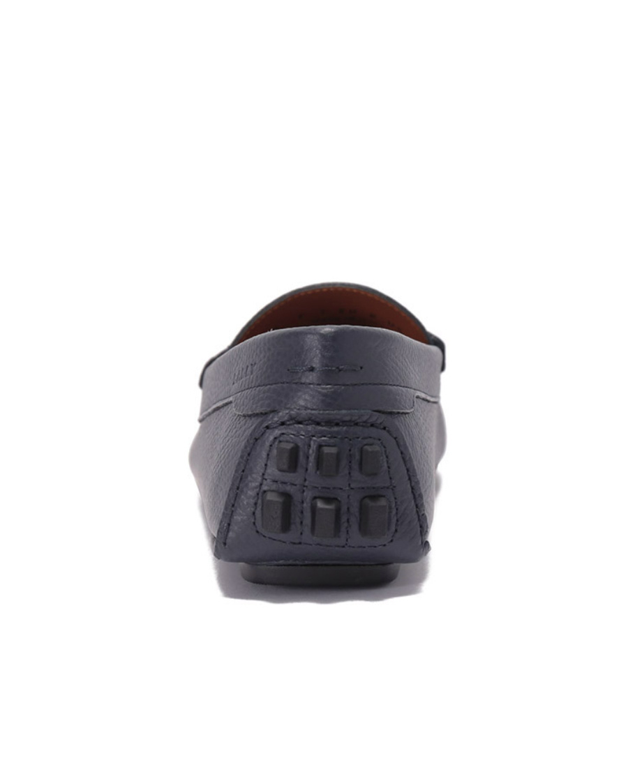 Bally Striped Round Head Loafers In Black