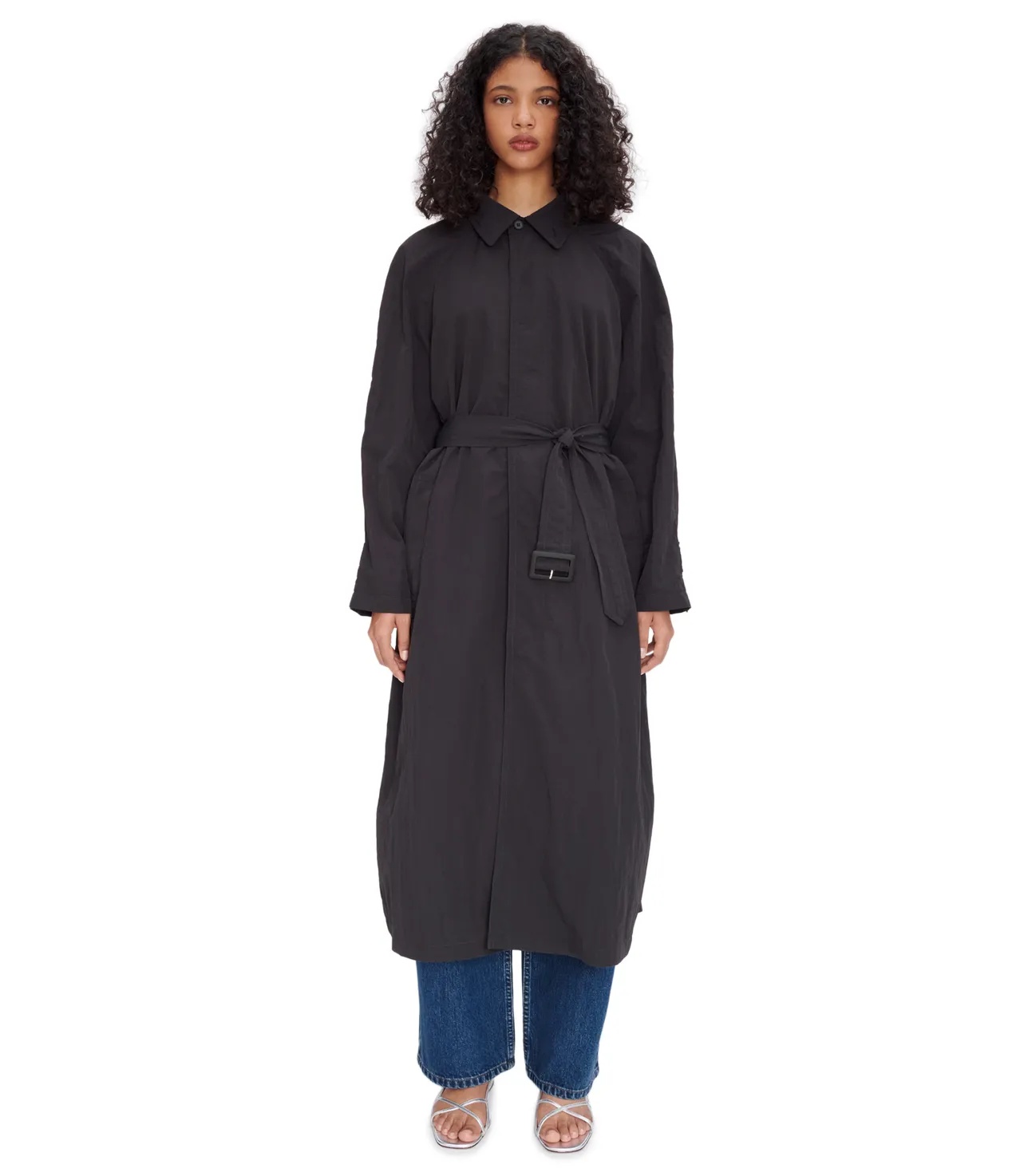 Apc Lapel Long Coat In Black