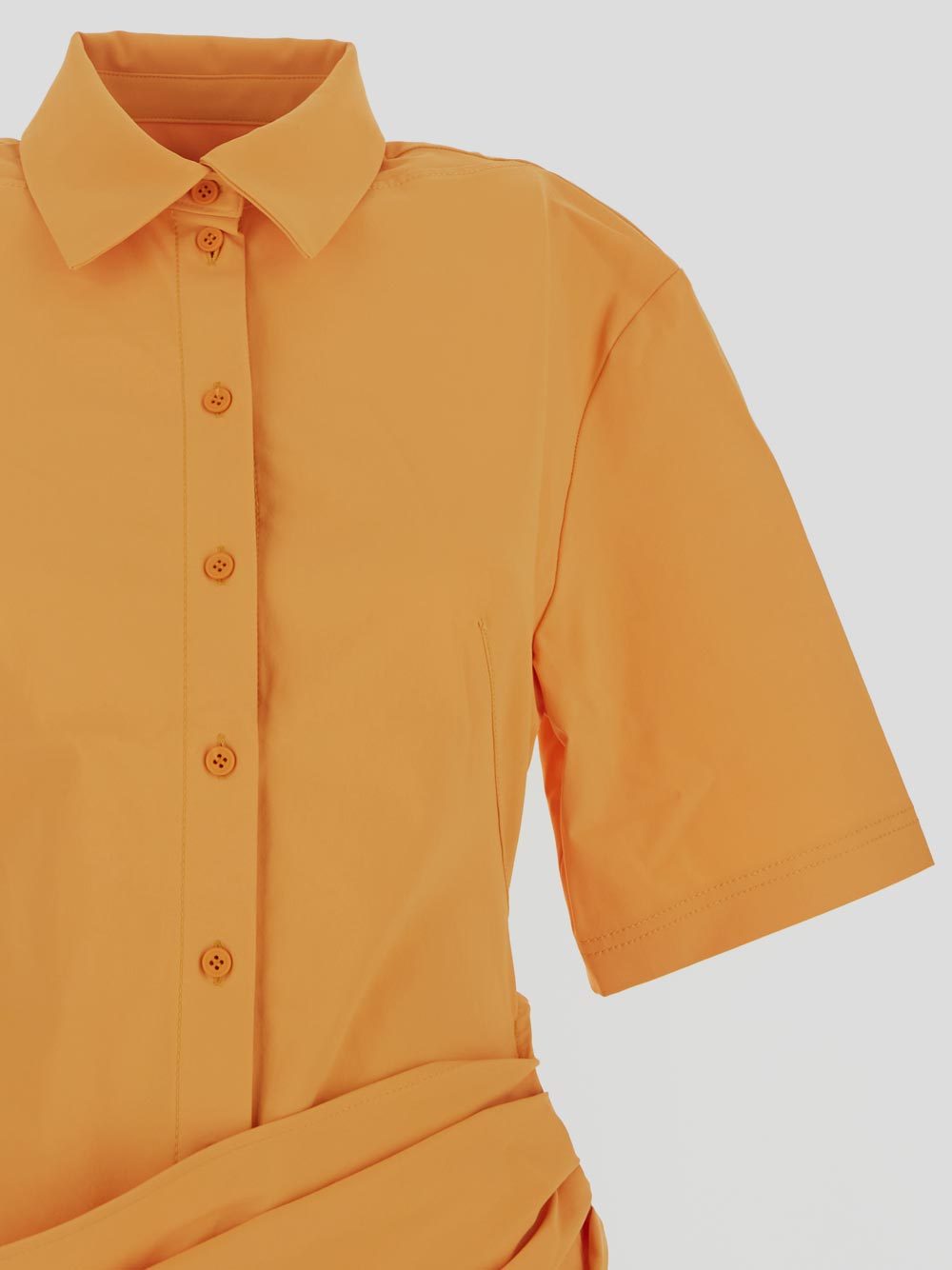 Jacquemus Camisa Draped Mini Shirt Dress In Yellow