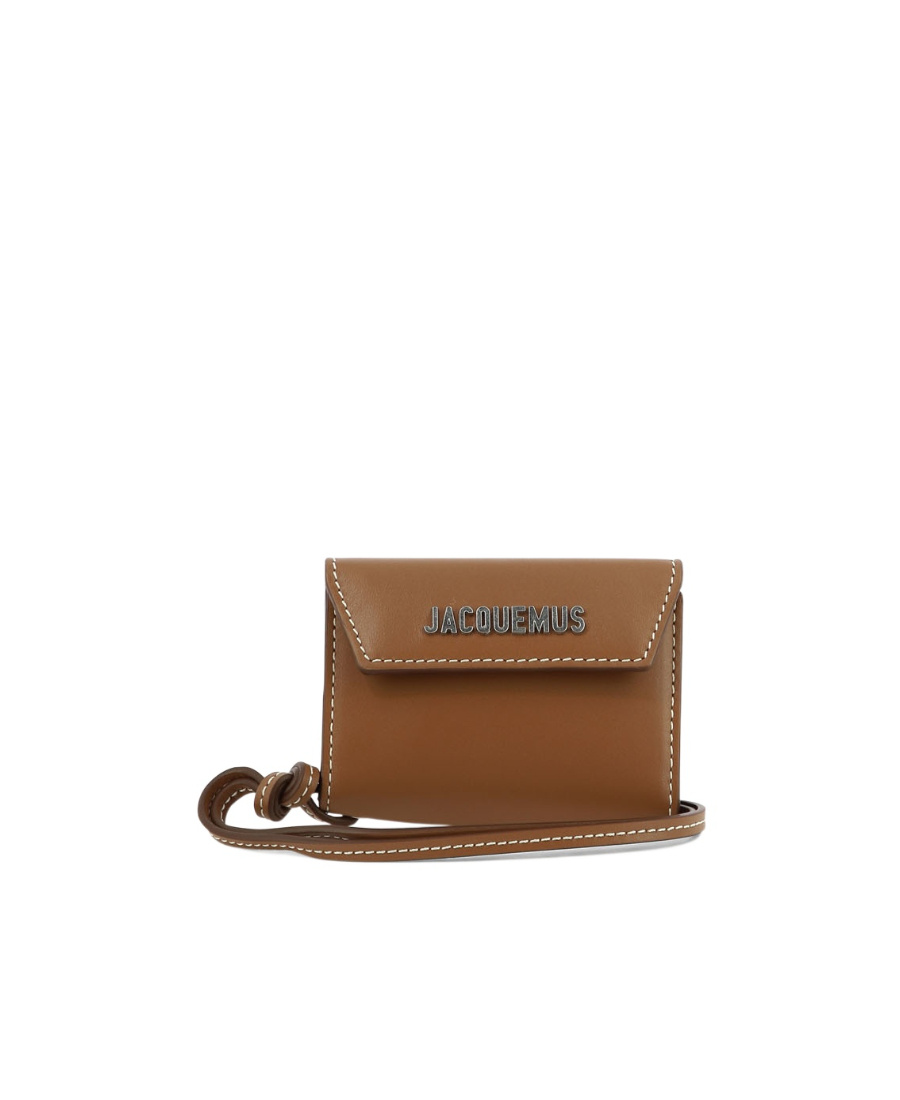 Jacquemus Logo Lettering Neck Strapped Wallet In Brown