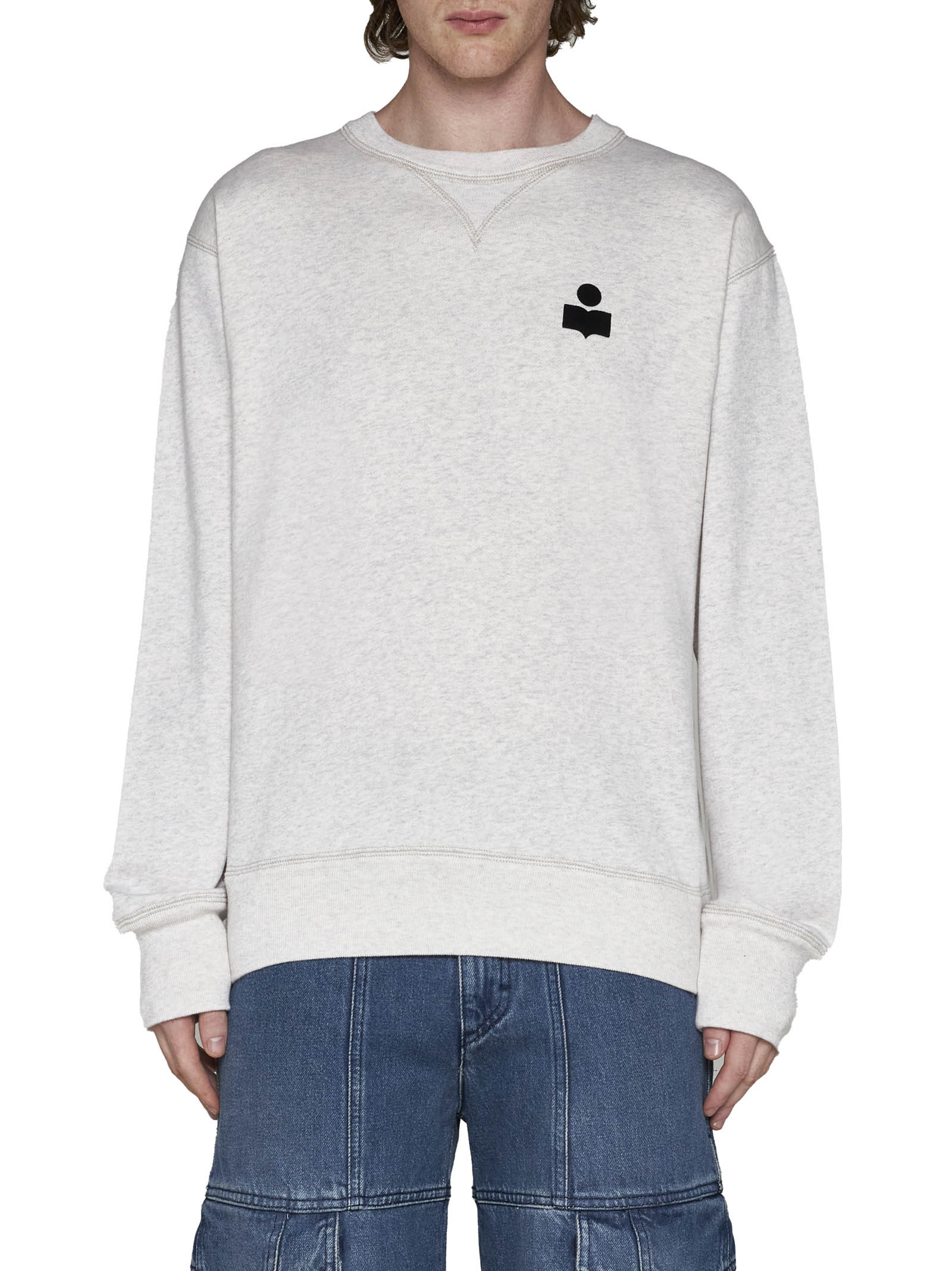 Isabel Marant Long-sleeved Crewneck Sweatshirt In White