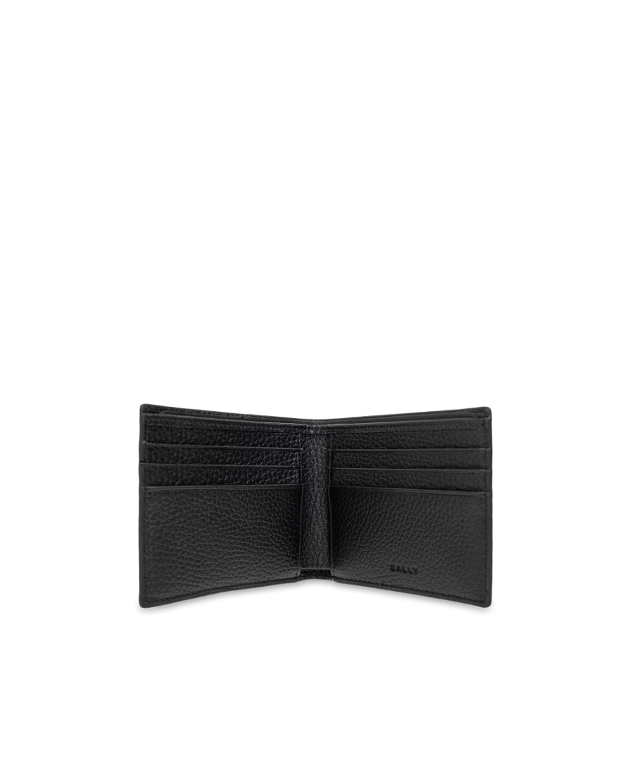 Bally Leather Wallet With Bi-fold Design And Textured Finish In Black