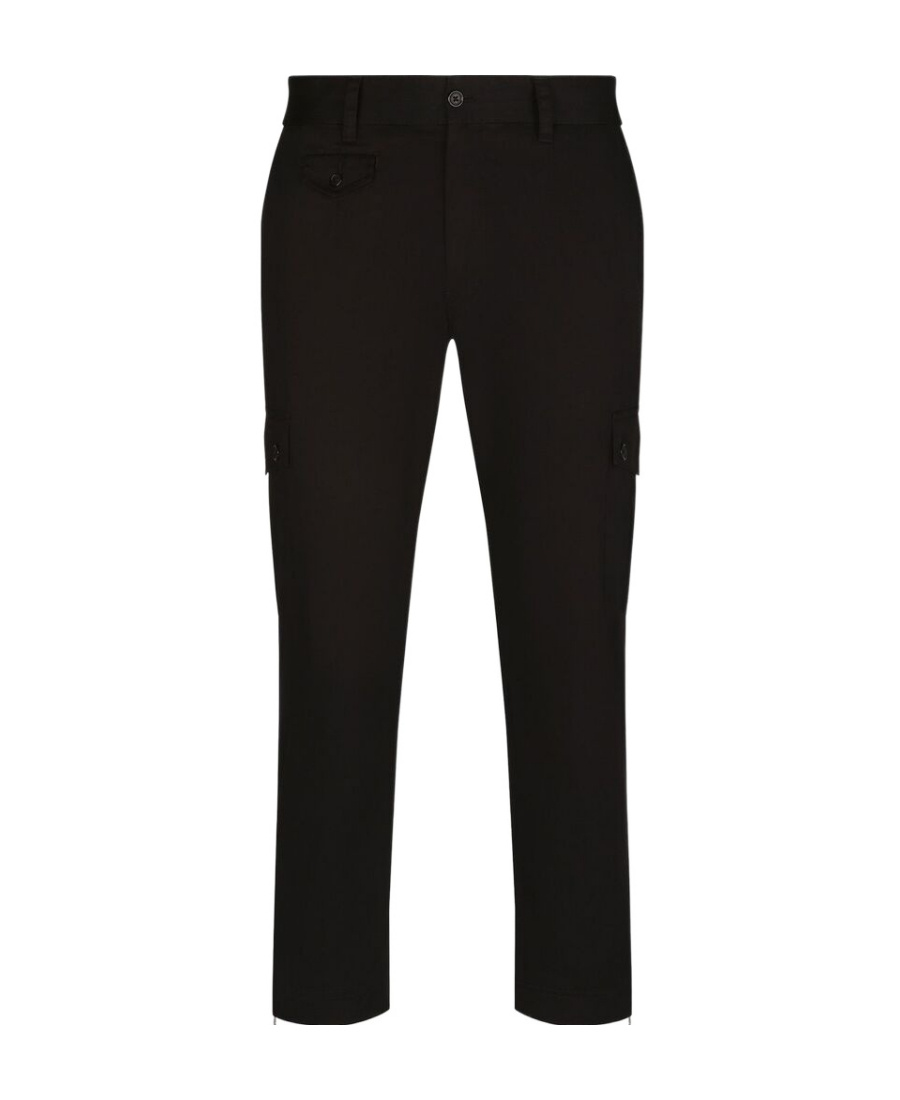 Dolce & Gabbana Cotton Cargo Pants With Branded Tag In Black