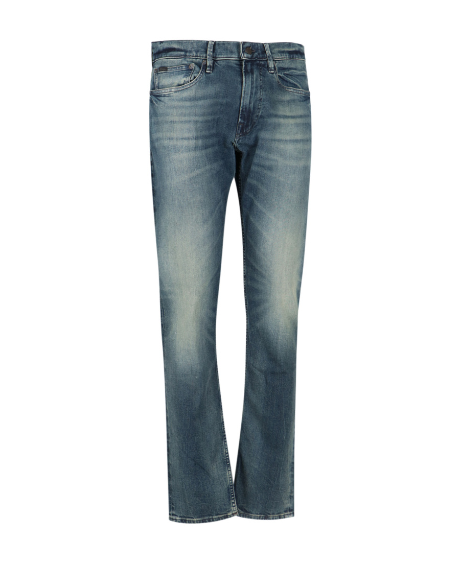 Polo Ralph Lauren Straight Trousers With Belt Loops And Faded Effect In Blue
