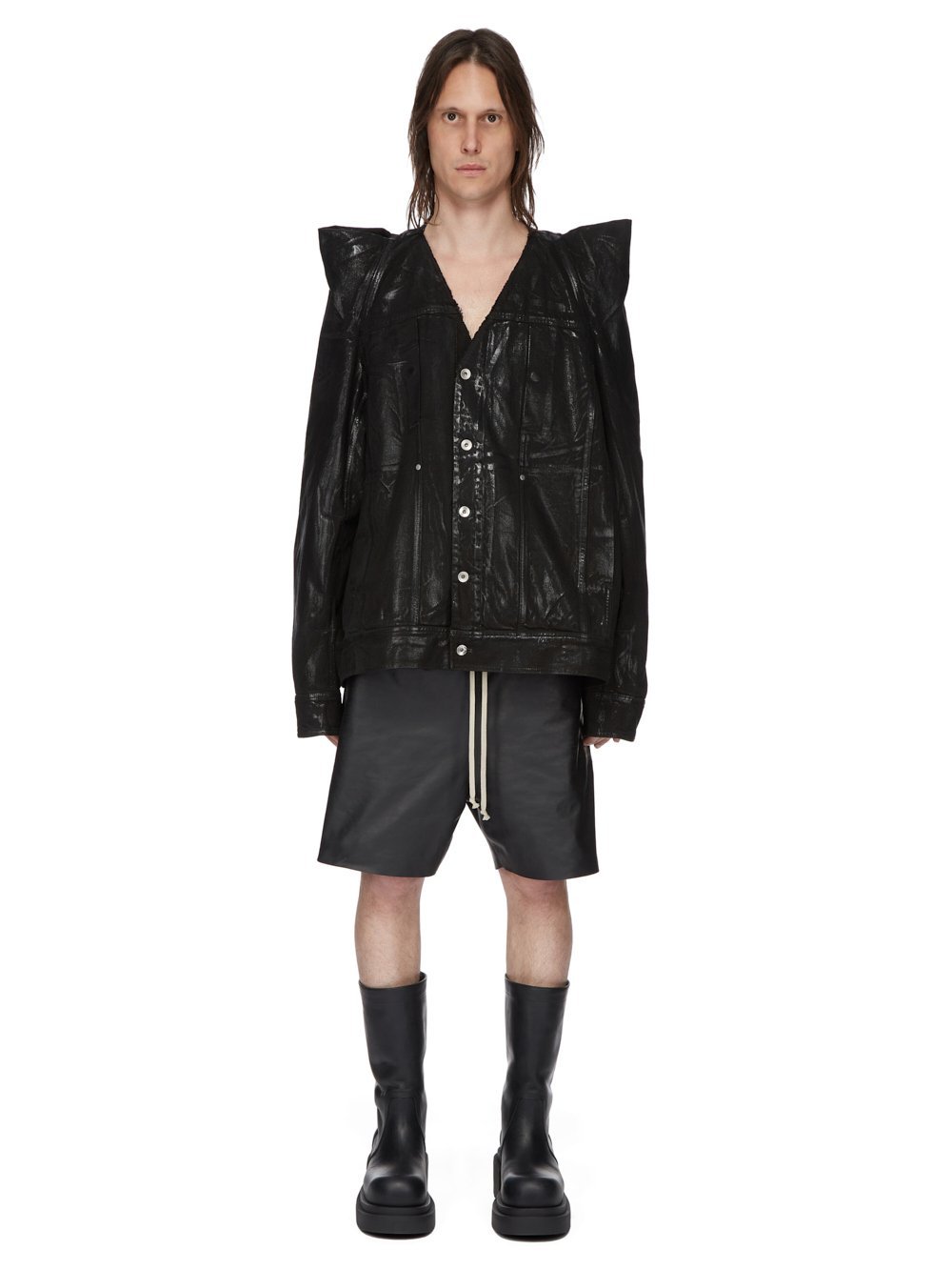 Rick Owens Black Tec Worker Denim Jacket In Black